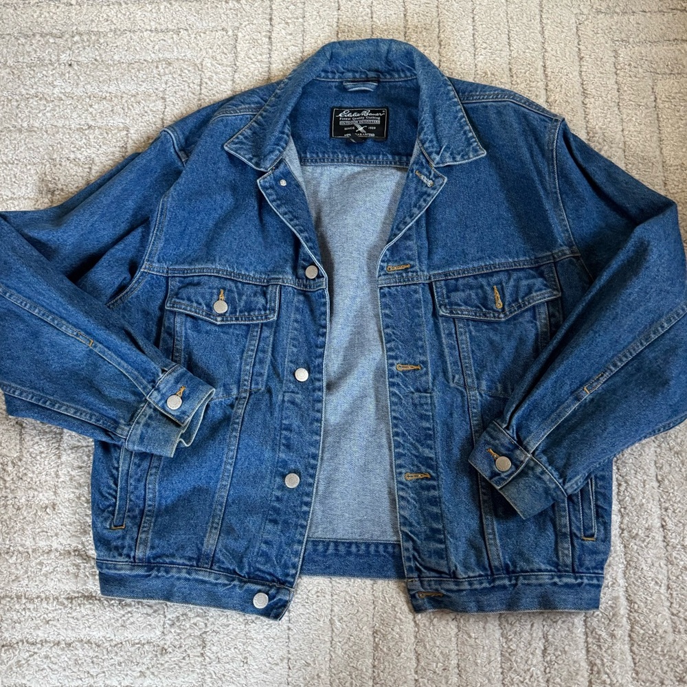 Eddie Bauer Dark Blue Denim Jacket with Button Front